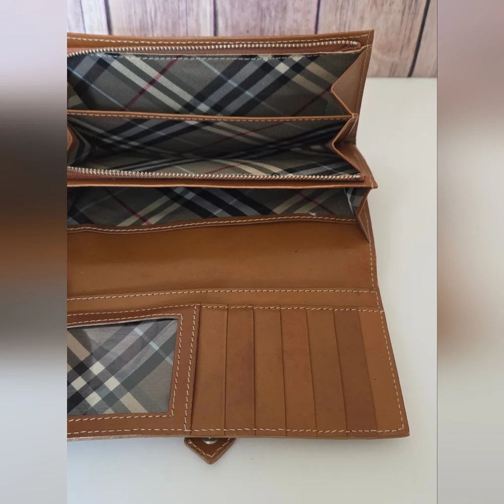 Burberry Tan Leather Continental Buckle Wallet